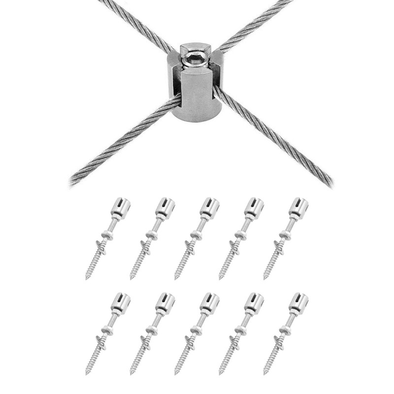 10Pcs Cross Cable Clamps 316 Stainless Steel Corrosion Resistant Cross