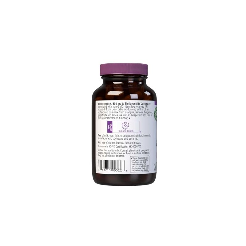BlueBonnet Nutrition C-500 mg & Bioflavonoids, 90 Caplets, 90 Servings