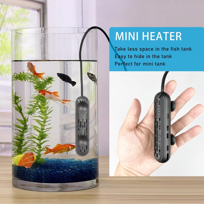 YukiHalu Small Aquarium Heater 25/50/100/150W with Protective Cover, Mini Fish