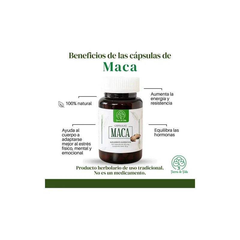 Maca Peruana Cápsulas Naturales Energía Y Vitalidad 100 Caps