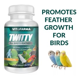 VITOFARMA PROMOTES FEATHER GROWTH FOR BIRDS TWITTY 80G OMEGAS SUPPLEMENT FOR BIRDS