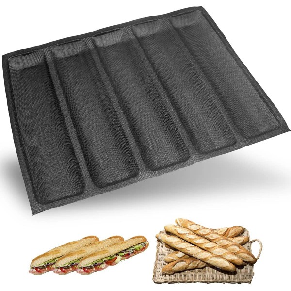 No Brand masteymoh 5-Cavity French Bread Baking Pan, Hoagie Rolls