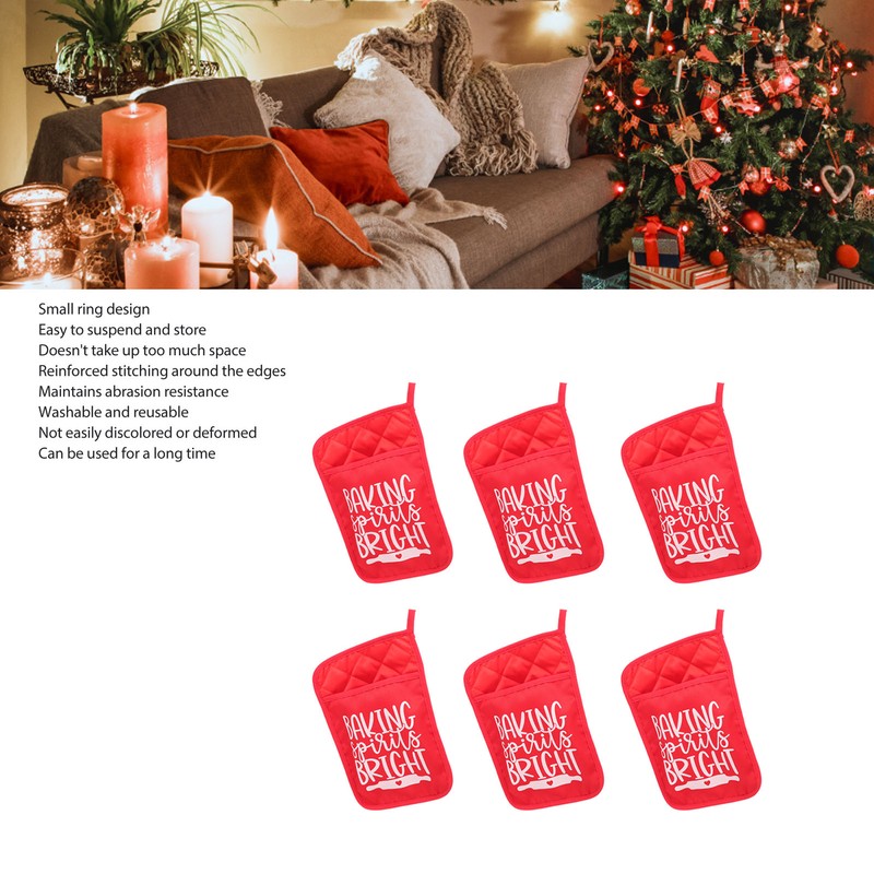 6Pcs Christmas Pot Holders with Pocket Heat Resistant Hot Pad