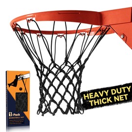 Nylon Heavy Duty Basketball Net Replacement – 60-Line High Density Thickened Net, Anti-Whip Anti-Tangle, All Weather Indoor Outdoor, Fits Standard 12 Loops Rim (Swish Sound for Pro Competition)