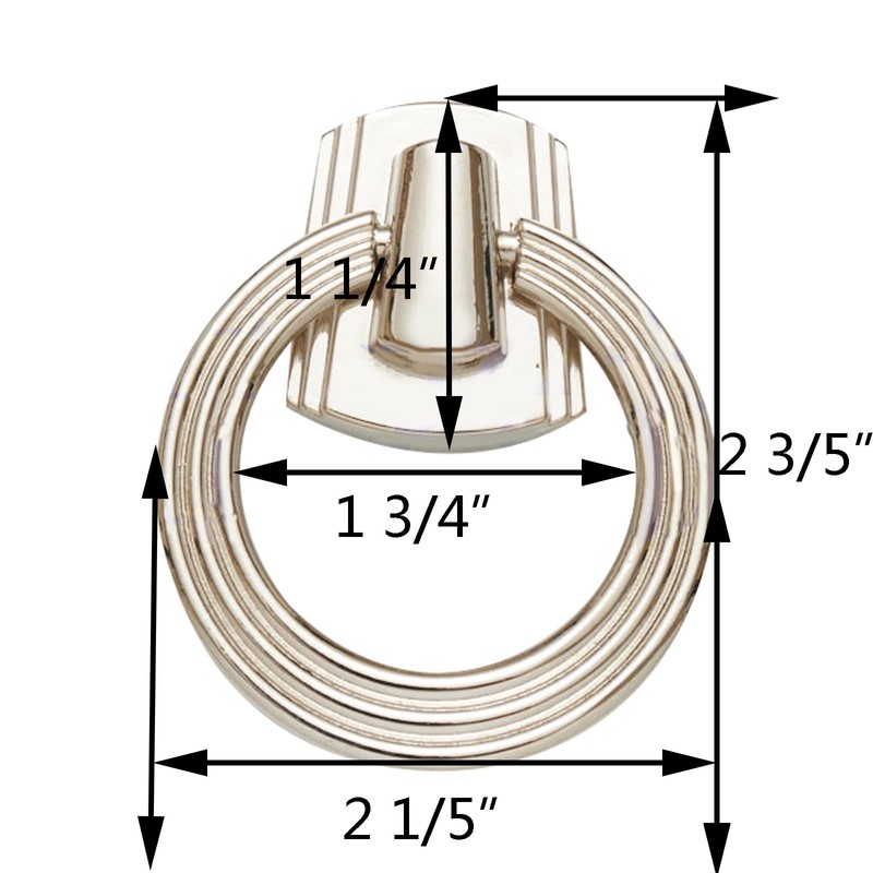 skohom 5 Packs Ring pulls,2.2" Footed Nickle Drawer pulls,Heavy Duty