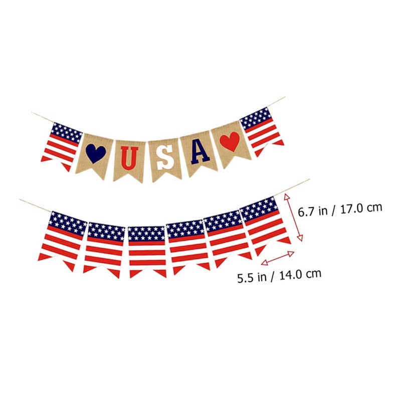 jojofuny 2sets USA Patriotic Bunting American Independence Day Banner Love