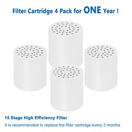 NearMoon 15 - Stage Replacement Cartridge Universal High Output Shower Filter with VC, Reduce Hard Water, Heavy Metal Impurity, Improve Skin & Hair, Fit Any Similar Filter (4 pack)