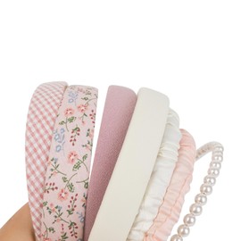 Set of 7 Women's Hair Bands, Various Models with Pearls and Plastic Accents, Stylish Hair Accessory Sets for Girls & Women, Perfect for Everyday, Party & Bridal Look