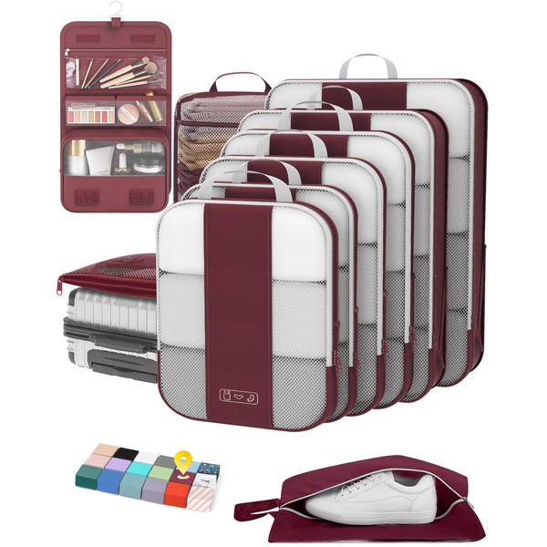 10 Set Compression Packing Cubes for Travel Essentials,Compressible Expandable Packing