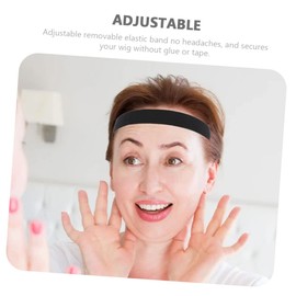 WOONEKY 4pcs Adjustable Black Elastic Wig Straps for Secure Wig Fit Accessories Hook and Design for Easy Application and Removal