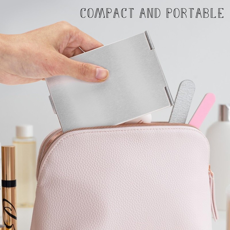 G2PLUS Portable Folding Vanity Mirror, Ultra-Slim Aluminum Shell Travel Mirror,