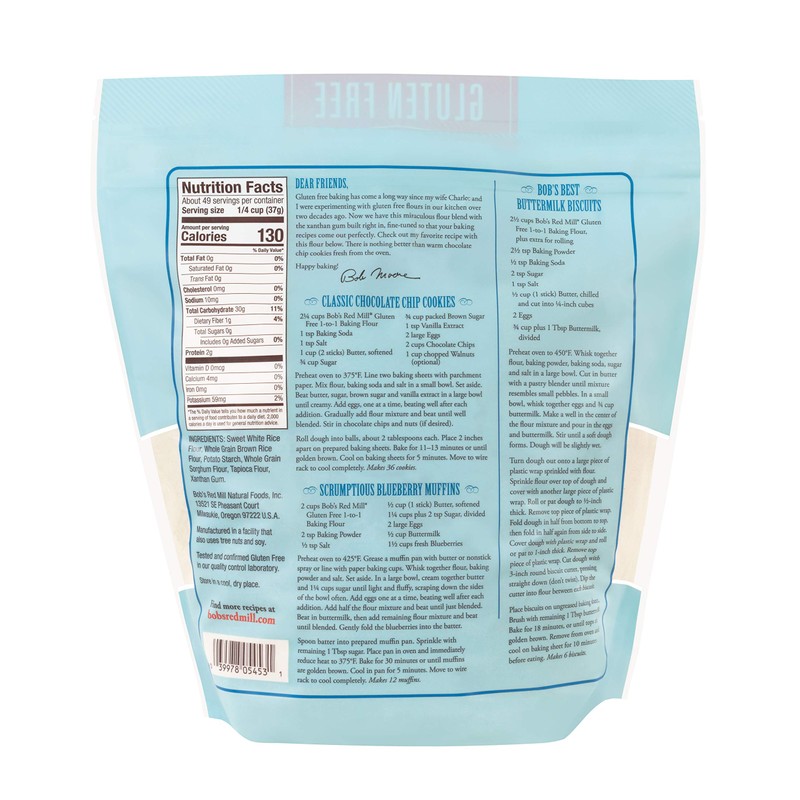 Bob's Red Mill Gluten Free 1-to-1 Baking Flour, 64-ounce (Pack