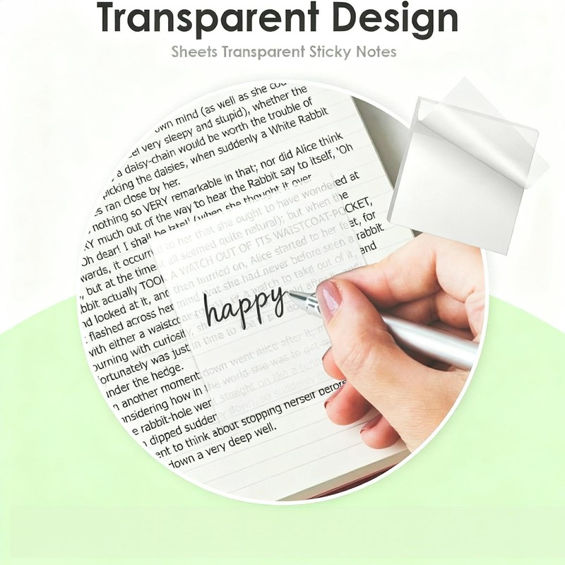 4 Pack Transparent Sticky Notes, 3x3 inch Clear Sticky Notes