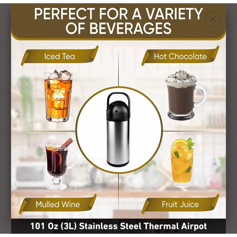 CRESIMO 101 oz Stainless Steel Vacuum Airpot-(NEW)