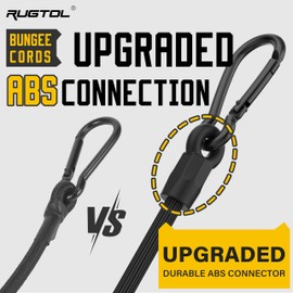 Bungee Cords with Hooks, 12 Inch Long Heavy Duty Bungee Cords with Carabiner Clip Outdoor, 1/3 Inch Black Extra Strong Elastic Rope with Carabiner Hooks for Camping, Tarps, Bike Rack, Tent, 4 Pack