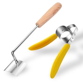 Corn Kernel Remover Combo Set - Stainless Steel Corn Stripper Pliers & Wooden Handle Scraper | Quick Effortless Corn Peeler Tools for Kitchen, BBQ, Canning | Dishwasher Safe & Ergonomic Design