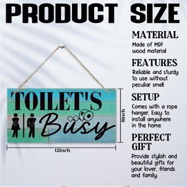 Toilet Busy Signs, Toilet Engaged Signs, Bathroom Occupied Decor, Bathroom Wall Art, Funny Wooden Sign, Hanging wooden plaque sign, Rustic Farmhouse Wall Decor, 11.8 * 5.9 Inch