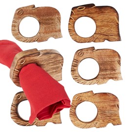 Marrakesh Set of 6 Napkin Holders Napkin Rings Made of Wood Kiran XXcm Large Brown Elephant Napkin Buckle for Christmas Banquet Wedding Handmade as Table Decoration on the Set Table