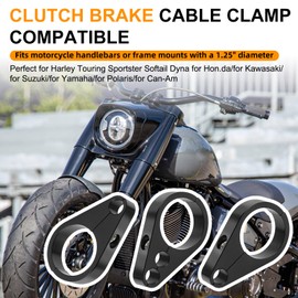 Jerbor 3PCS 1.25" Brake Line & Throttle Cable Clamp Kit for Harley, Honda, Yamaha - Handlebar Frame Cable Clamps, Single Dual Hole Universal Fit for 1-1/4" Motorcycle Accessories,Black