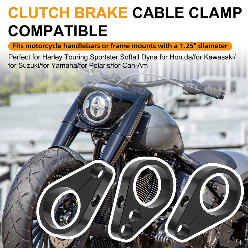 Jerbor 3PCS 1.25" Brake Line & Throttle Cable Clamp Kit