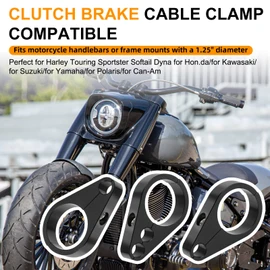 Jerbor 3PCS 1.25" Brake Line & Throttle Cable Clamp Kit for Harley, Honda, Yamaha - Handlebar Frame Cable Clamps, Single Dual Hole Universal Fit for 1-1/4" Motorcycle Accessories,Black