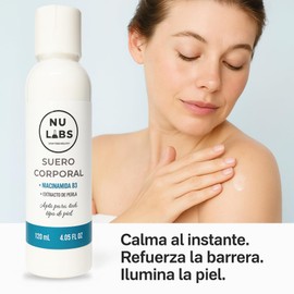 NU LABS Suero Corporal Niacinamida B3 + Extracto de Perla 120 ml – Sérum Ligero para Manchas, Tono Uniforme, Hidratación y Luminosidad – Apto Todos los Tipos de Piel