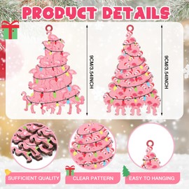 Bucherry 24 Pcs Flamingo Christmas Tree Ornament Pink Flamingo Christmas Wood Hanging Ornaments Santa Hat Flamingo Tropical Christmas Decorations for Xmas Tree Party Holiday Decor(Vivid)