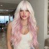 Smilco 26-inch Temperament, Big Waves, pink and White Gradient, Smooth,