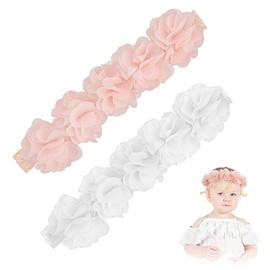 Baby Girls Children's Headband Flower Headbands Hair Band Hair Bands Princess Headflowers Hair Accessories Floral Newborn, Hair Band Baby Girl, Baby Hair Band, Hair Band Children (White, Pink)