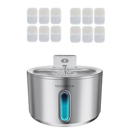 Wireless Cat Water Fountain Stainless Steel, 135oz/4L Cat Fountain, Battery Operated, Cordless Pet Water Fountain for Cats & Dogs with Motion Sensor, Ultra Quiet Pump, 12 Filters (SS, 4L)