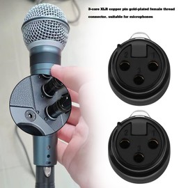 The Lord of the Tools 2Pcs Female 3 Pins XLR Connector Plug 3 Pins in Line XLR Connectors for Microphone Mic Cable Plug Connector Audio Speaker Socket Black