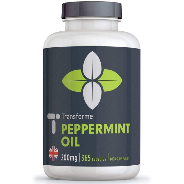 Transforme High Strength Peppermint Oil 200mg Capsules Softgels - 365 Softgels (1 Year Supply) Easy to Digest - Rapid Release - High Absorption - Gluten Free