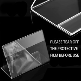 FYHJTRT 21 Pcs Acrylic Sign Holder, 4.8 x 3.2 In Clear Plastic Table Top Name Card Price Tag Label Display Stand