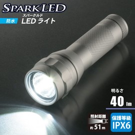 Ohm Electric LHA-LDA31-S2 08-1034 OHM Flashlight, LED, Handy Light, Waterproof LED Light, Sparkle, Pure Beam, 40 Lumens, Outdoor, IPX6, Aluminum Body, Silver