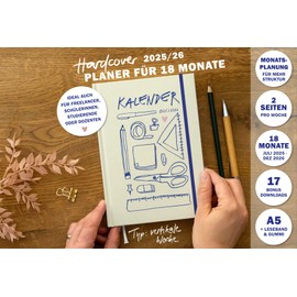 Eine der Guten Appointment Calendar A5 - Calendar 2025 2026, 18 Month Weekly Planner for July 25 to Dec. 26 with Elastic Band, Hardcover Study Planner in Column Layout, Yellow Blue Pink, Climate