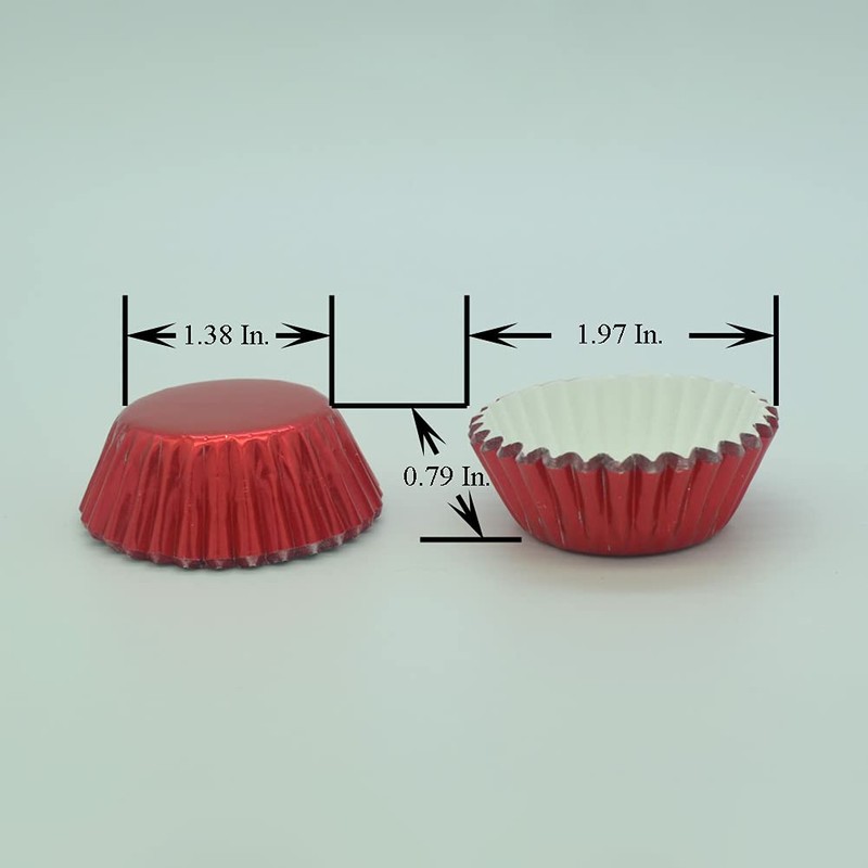 Huaswan Red Foil Cupcake Liners Mini Paper Baking Cups for