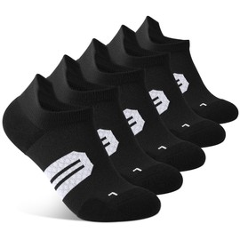 BUDERMMY Womens Ankle Compression Socks with Arch Support Athletic Low cut Running Socks for Women Workout Cushion 5 Pairs (US, Numeric, 8, 10, Regular, Regular, Only Black)