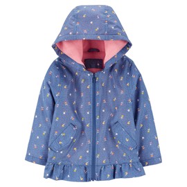 Carter's Toddler/Little Girls' Midweight Fleece Transitional Hooded Jacket, Chambray, 5/6