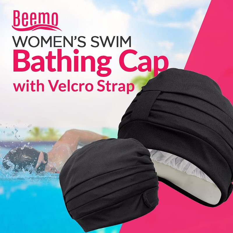 Beemo Swim Cap for Women - Polyester Latex Lined Swim