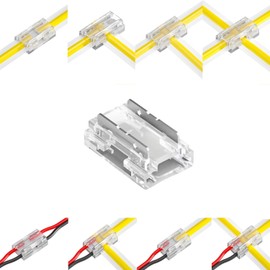ENQIMAOYI 25pcs 8-in-1 2 Pin 8mm LED Strip Light Connectors,COB Light Connector Gapless Solderless Connection, Strip to Strip to Wire Connector for COB/SMD 2835/3528 Single Color LED Strip