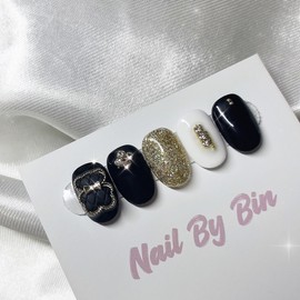 [Handmade Nail Tips] Quilted Bear Nails - Square / [수제네일팁] 퀼팅곰돌이 네일 - 스퀘어