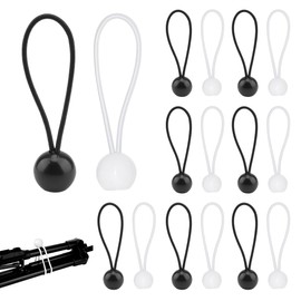 Bungee Cords with Balls, 16 pieces Tarpaulin Bungee Cords, Bungee Balls Small, Elastic Bungee Straps Short, for Tarpaulin, Camping Tarp and Household Items, Black, White, 10 CM