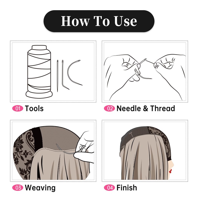 Beauty7 Premium Weaving Set Black/Brown/Beige Hair Weaving Needle Thread Expansion