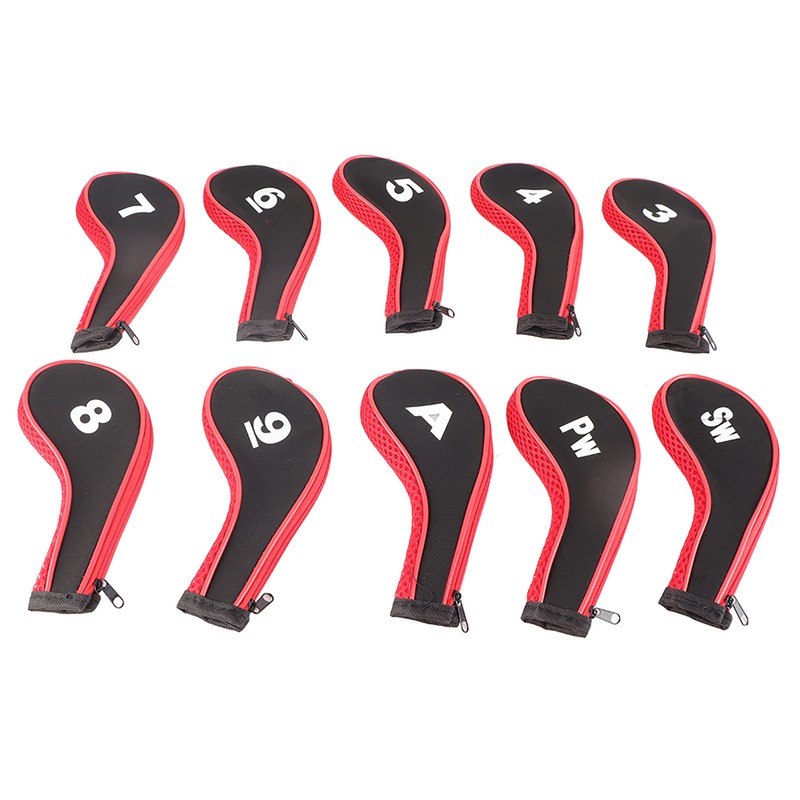 10pcs Neoprene Golf Club Iron Head Covers Putter Set Protector