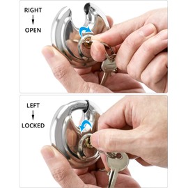 QWORK Keyed Alike Disc Padlock, 4 Pack Stainless Steel Discus Lock with 3/8-Inch Shackle, 2-3/4 in Wide, for Garages, Fence, Sheds and Storage Unit