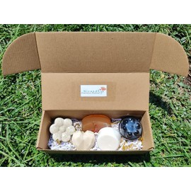 Jabones artesanales: Arroz con calendula, Carbón activado con romero, Avena con vit. E, Manzanilla con calendula y miel y Alumbre con aceite de coco. Con ingredientes naturales