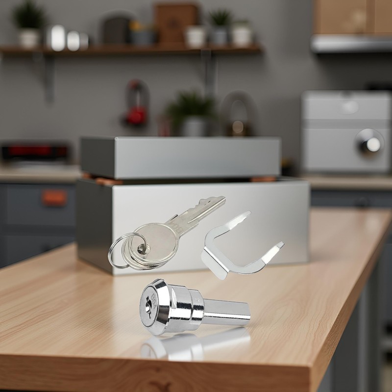 Silver Universal Toolbox Lock, Cabinet Cam Lock, 180° Rotation Unlocking,