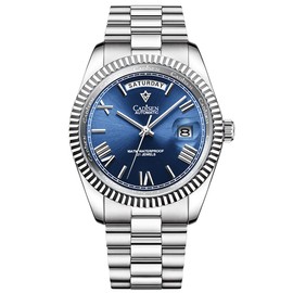 CADISEN Men's Fully Automatic Mechanical Watch MIYOTA 8285 Sports Waterproof 100 Meter Date Calendar Top Luxury Business Men's Watch c8185 (Blue)