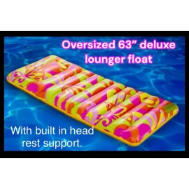 Float Life By Fun Boy 63” Luxury Oversized Inflatable Pool Lounger Pool Float Raft Mat 8+ /Adult