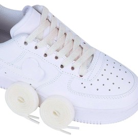 Olukssck 2 Pairs Glitter Shoelaces for Sports Shoes and Trainers, Coloured Flat Shoe Laces, 10 mm Wide, White, 140 cm